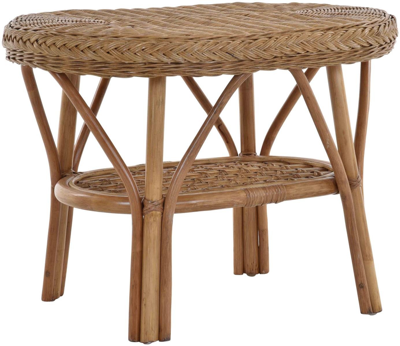 Krines Home Beistelltisch Rattan-Tisch/Ovaler Beistelltisch/Couchtisch Rattantisch Ablage Oval, Oval von Krines Home