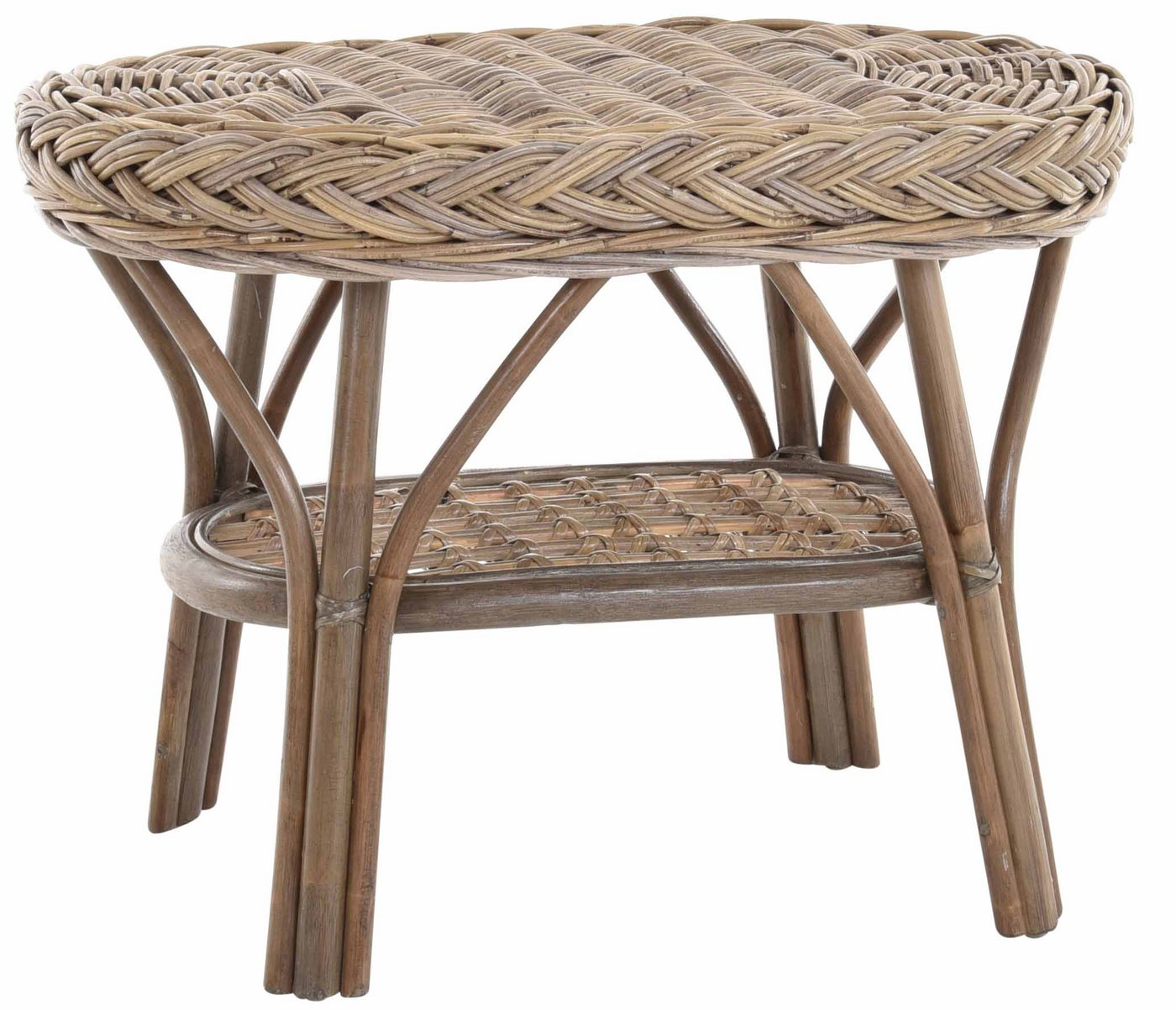 Krines Home Beistelltisch Rattan-Tisch/Ovaler Beistelltisch/Couchtisch Rattantisch Ablage Oval, Oval von Krines Home