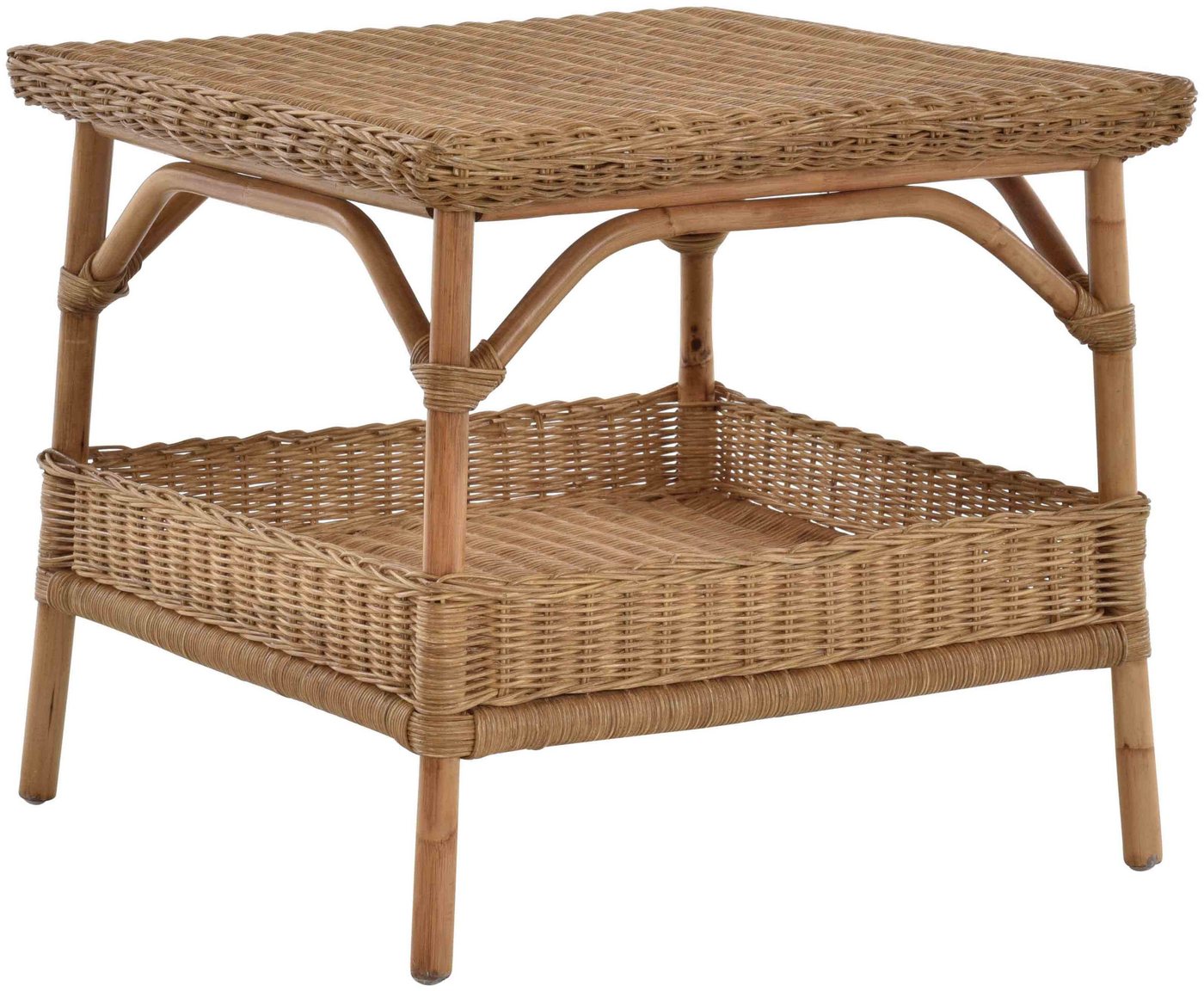 Krines Home Beistelltisch Rattan-Tisch Beistelltisch Quadratisch Wohnzimmer Tisch Ablage 60x60, Couchtisch Rattan, zusätzliche Ablage von Krines Home