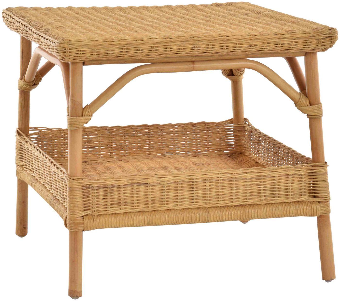 Krines Home Beistelltisch Rattan-Tisch Beistelltisch Quadratisch Wohnzimmer Tisch Ablage 60x60, Couchtisch Rattan, zusätzliche Ablage von Krines Home