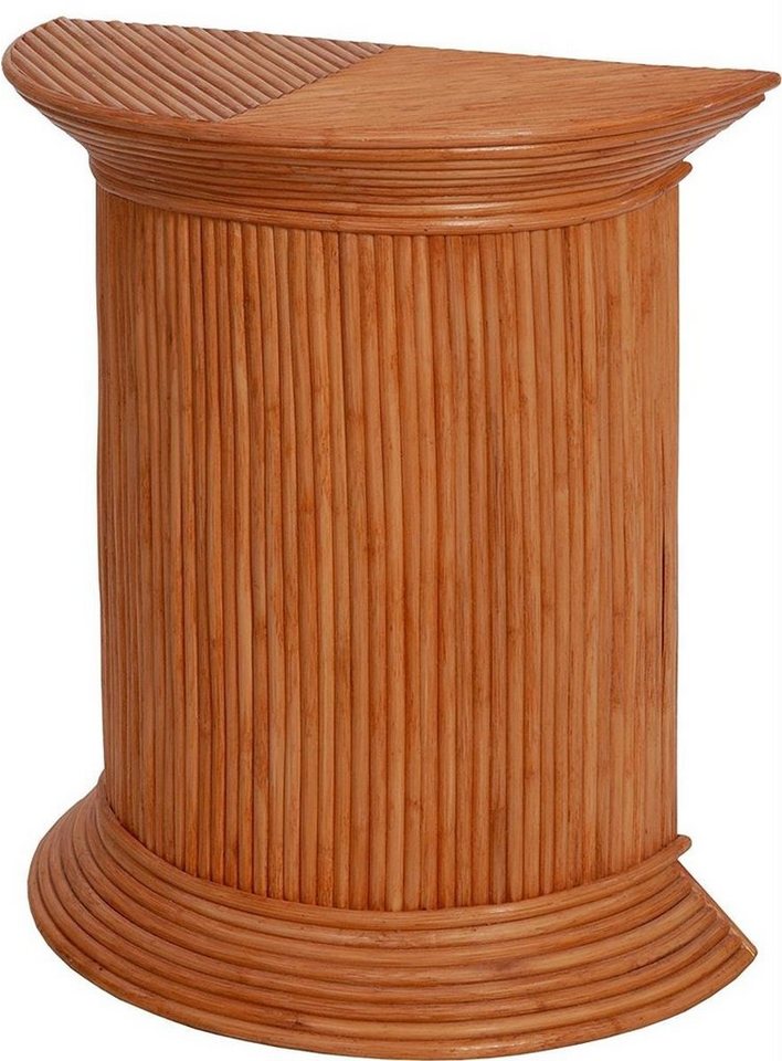 Krines Home Blumenständer Halbrunde Blumensäule, Pflanzenständer aus echtem Rattan 60x30x72cm, Blumenhocker von Krines Home