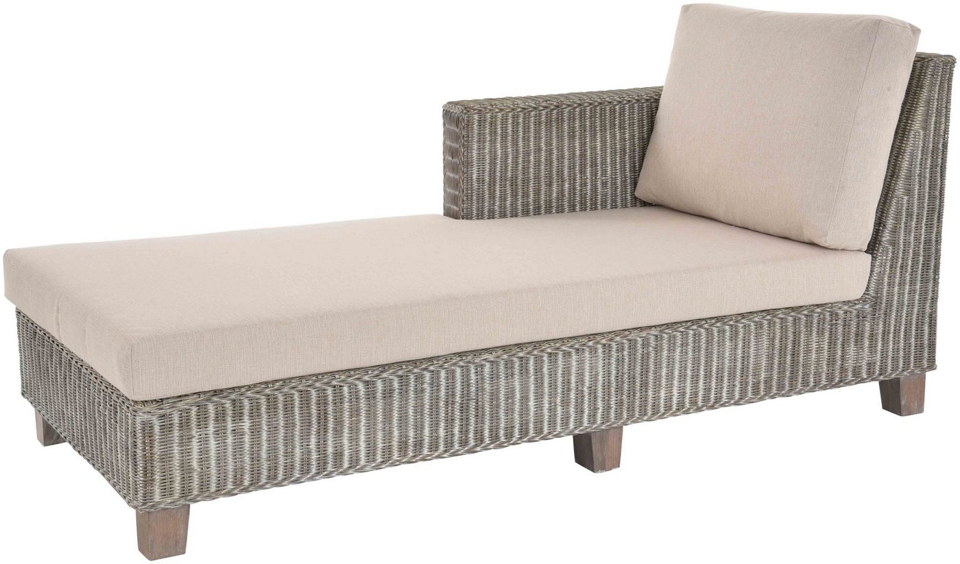 Krines Home Chaiselongue Moderne Recamiere Vermont Rattanliege Chaiselongue Liege mit Polster, Lounge, mit einer Armlehne von Krines Home