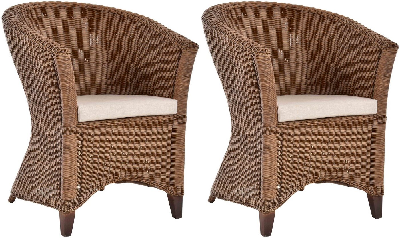 Krines Home Cocktailsessel 2er Set Rattansessel Ken Clubsessel Lounge Wohnzimmer Sessel (Groß) (2x Sessel), Cocktailsessel, Rattan-Sessel, Flechtsessel von Krines Home