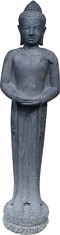 Krines Home Dekofigur Große Buddha-Figur 150 cm mit flachen Händen /stehender Steinbuddha, Steinfigur/Skulptur für Haus und Garten aus Steinguss von Krines Home