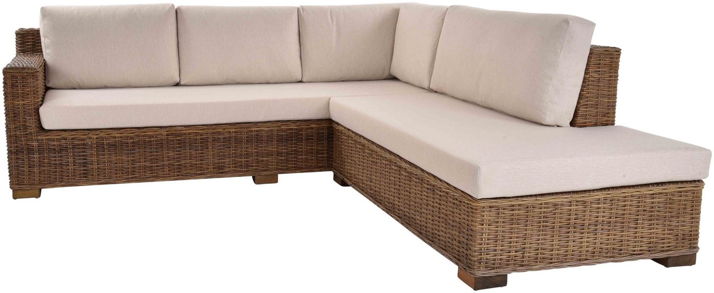 Krines Home Ecksofa Rattan Ecksofa Wohnzimmer L-Form Ecklounge Eckgarnitur 240 x 240 cm, 2 Teile, Rattan Couch Wohnlandschaft Ecke von Krines Home