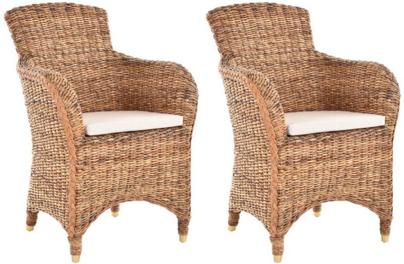 Krines Home Esszimmersessel 2er Set Esszimmersessel Rattan Esszimmerstuhl mit Armlehne Sessel von Krines Home