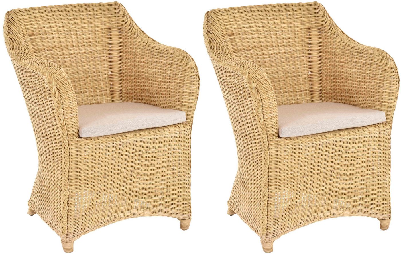 Krines Home Esszimmersessel 2er Set Rattan Esszimmersessel Dive Esszimmerstuhl mit Armlehne Sessel (Spar-Set, 2-St., 2er-Set), Rattansessel, Esszimmer von Krines Home