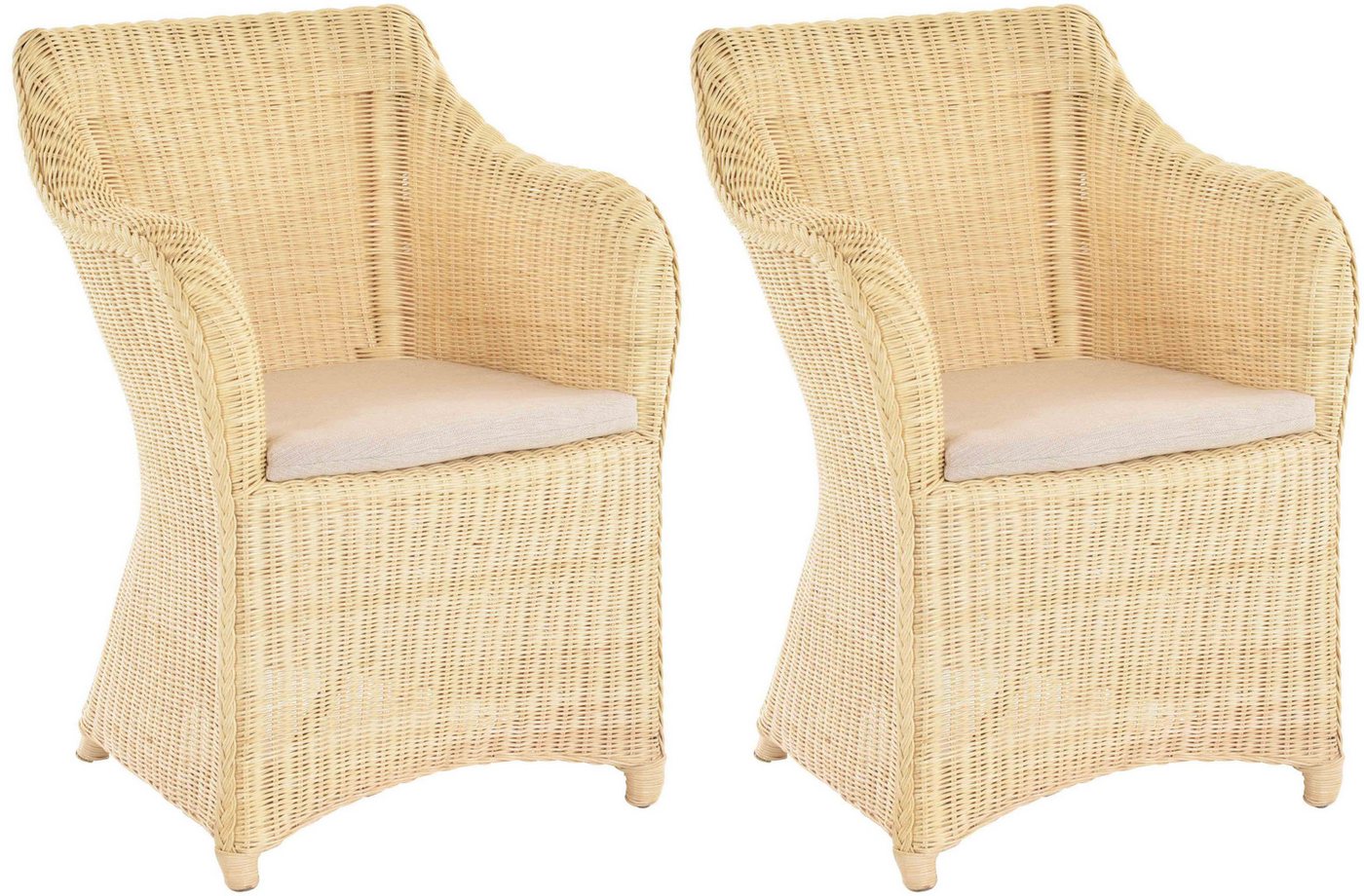 Krines Home Esszimmersessel 2er Set Rattan Esszimmersessel Dive Esszimmerstuhl mit Armlehne Sessel (Spar-Set, 2-St., 2er-Set), Rattansessel, Esszimmer von Krines Home
