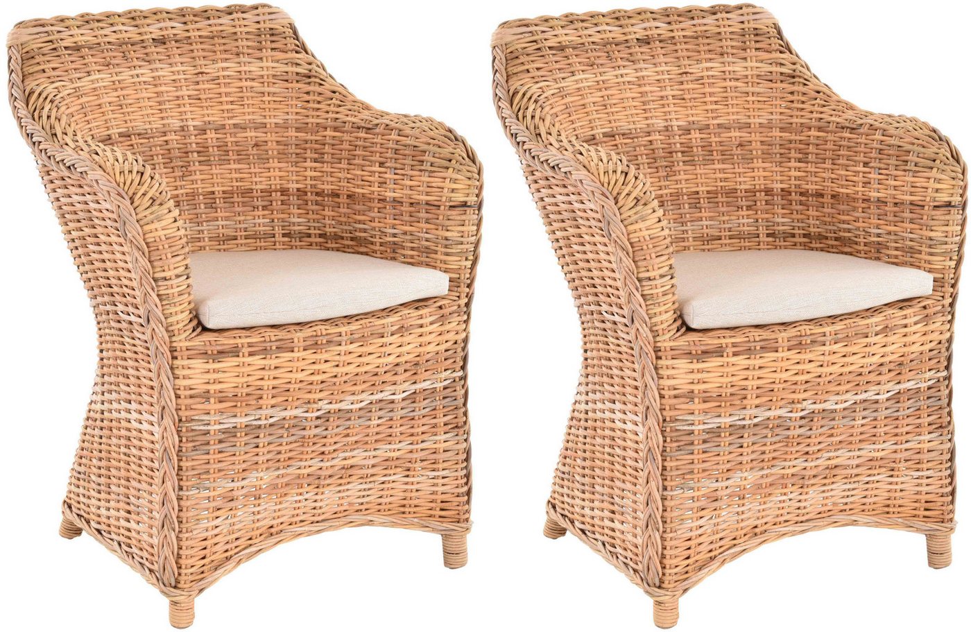 Krines Home Esszimmersessel 2er Set Rattan Esszimmersessel Dive Esszimmerstuhl mit Armlehne Sessel (Spar-Set, 2-St., 2er-Set), Rattansessel, Esszimmer von Krines Home