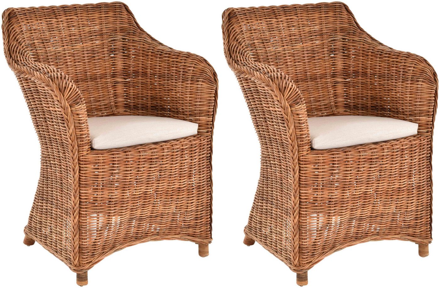 Krines Home Esszimmersessel 2er Set Rattan Esszimmersessel Dive Esszimmerstuhl mit Armlehne Sessel (Spar-Set, 2-St., 2er-Set), Rattansessel, Esszimmer von Krines Home