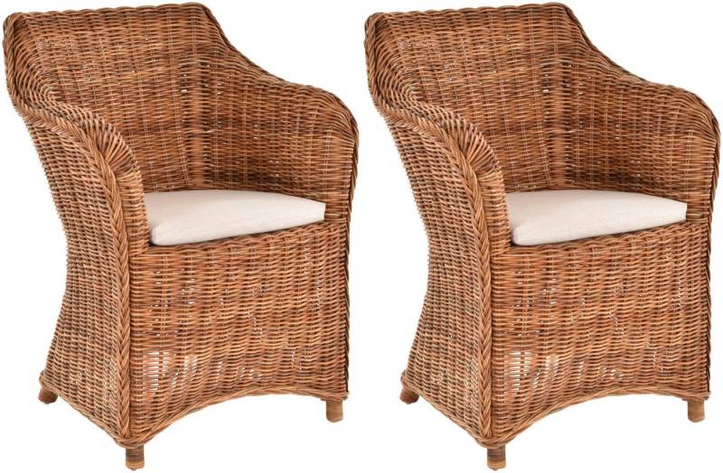 Krines Home Esszimmersessel 2er Set Rattan Esszimmersessel Dive Esszimmerstuhl mit Armlehne Sessel (Spar-Set, 2-St., 2er-Set), Rattansessel, Esszimmer von Krines Home