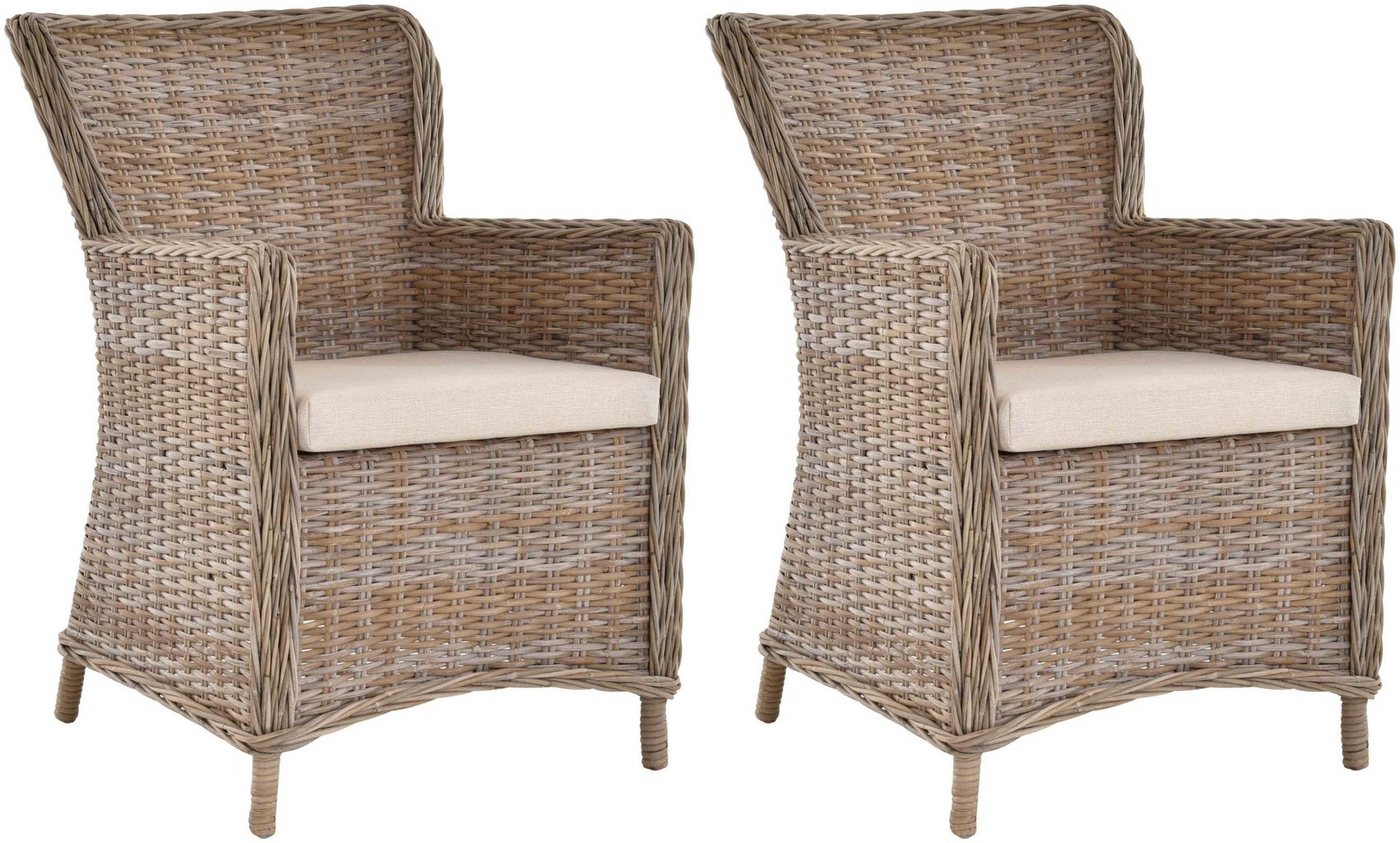 Krines Home Esszimmersessel 2er Set Rattansessel Skandinavischer Stil Natur Rattan Sessel, Armlehnsessel, Esszimmer von Krines Home