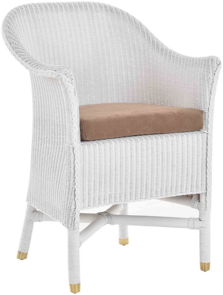 Krines Home Esszimmersessel Loom-Sessel inkl. Polster Braun aus echtem Loom-Geflecht, Komplett montiert von Krines Home