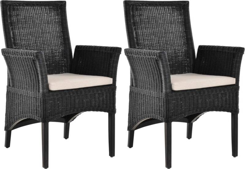 Krines Home Esszimmerstuhl 2er Set Esszimmerstuhl Rattanstuhl mit Armlehne Esszimmer Stühle Holz (2 St), aus Rattan Naturmaterial, mit Armlehnen von Krines Home