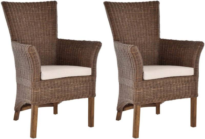 Krines Home Esszimmerstuhl 2er Set Rattan Stühle Esszimmerstuhl Rattanstuhl mit Armlehne (2er-Set, 2 St), Esszimmer, auf Holzrahmen geflochten von Krines Home