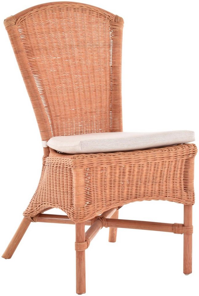 Krines Home Esszimmerstuhl Rattan Esszimmer-Sessel Rattanstuhl Esszimmerstuhl Küchenstuhl, Hohe Rückenlehne von Krines Home