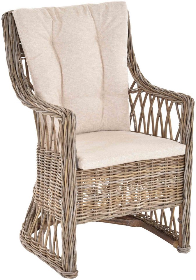 Krines Home Esszimmerstuhl Rattan Esszimmer-Sessel nordischer Stil Rattanstuhl Esszimmerstuhl, mit Armlehne, gerade Rückenlehne von Krines Home