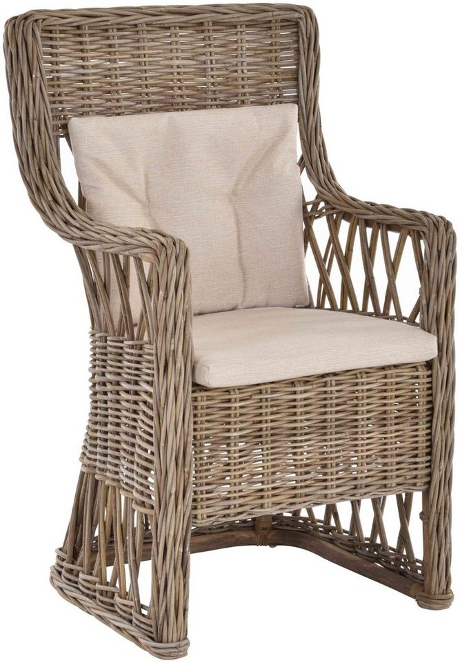 Krines Home Esszimmerstuhl Rattan Esszimmer-Sessel nordischer Stil Rattanstuhl Esszimmerstuhl, mit Armlehne, gerade Rückenlehne von Krines Home