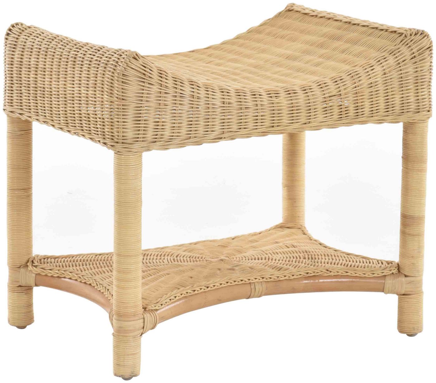 Krines Home Hocker Rattanhocker Fußhocker geschwungen Sitzhocker Hocker aus echtem Rattan, Schemel von Krines Home