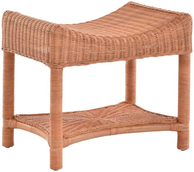 Krines Home Hocker Rattanhocker Fußhocker geschwungen Sitzhocker Hocker aus echtem Rattan, Schemel von Krines Home
