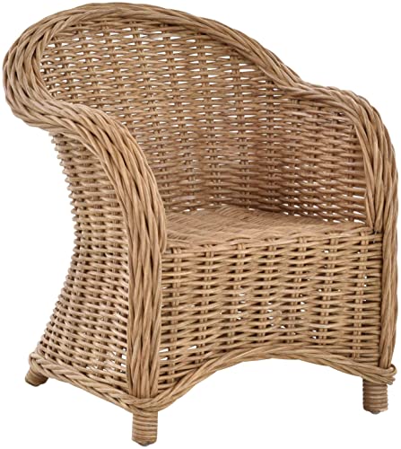 Krines Home Kinderstuhl, Kindersessel aus Rattan in der Farbe Hellbraun von Krines Home