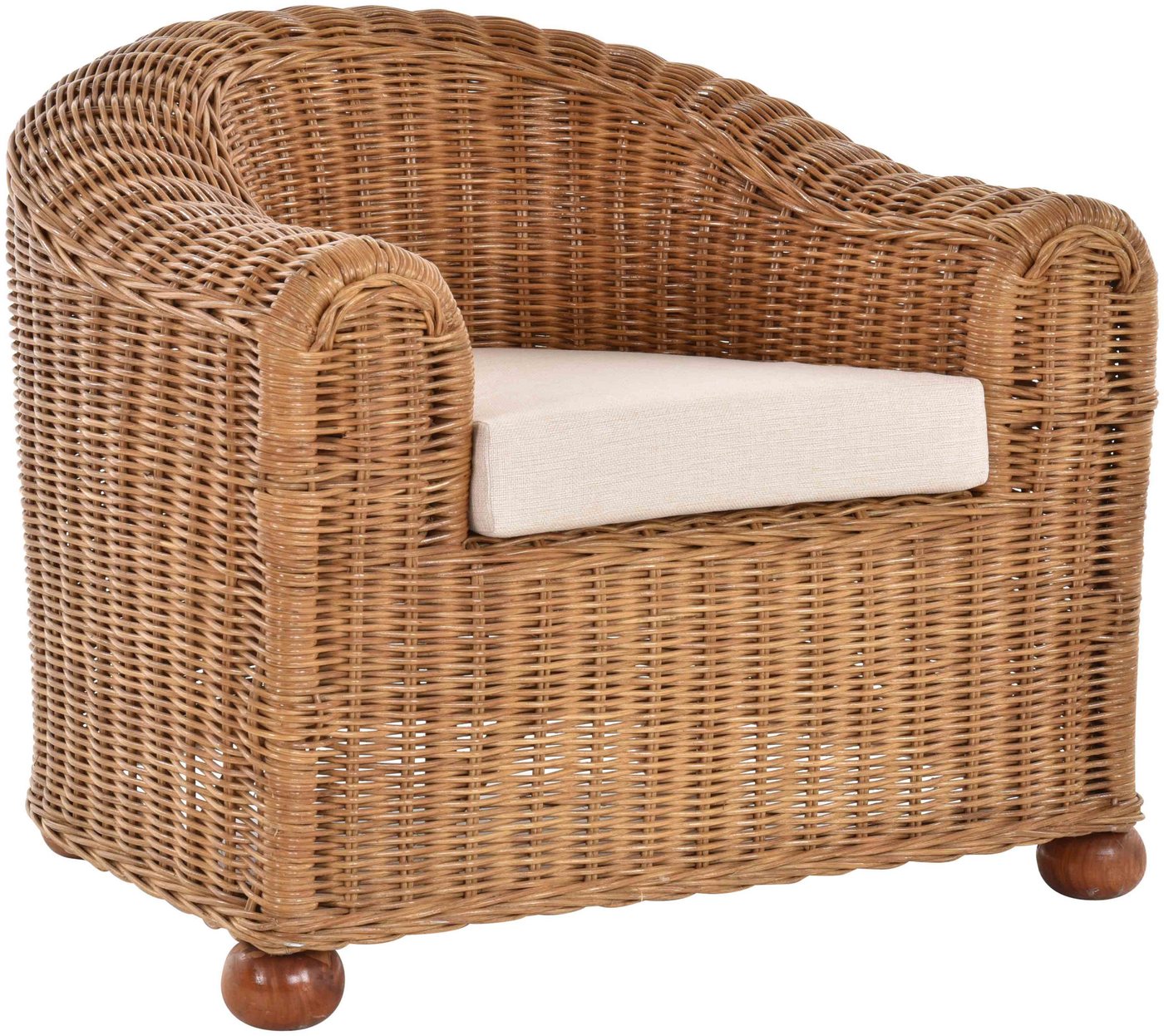 Krines Home Loungesessel Clubsessel Natur Rattan Sessel Loungesessel Club Wohnzimmersessel, mit Sitzpolster Krines Home Loungesessel Clubsessel Natur Rattan Sessel Loungesessel Club Wohnzimmersessel, mit Sitzpolster von Krines Home