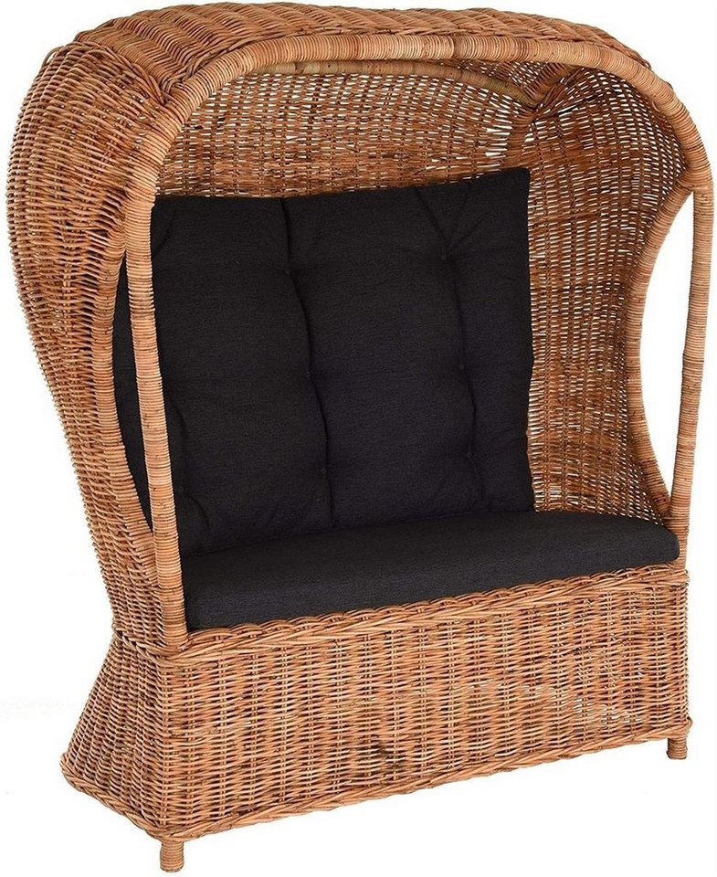 Krines Home Loungesessel Rattansessel "Beach" Strandkorb Optik Rattan Flecht-Sessel mit Dach von Krines Home