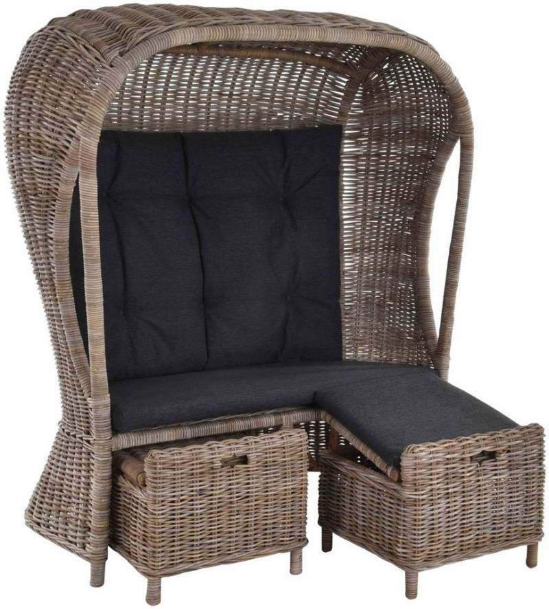 Krines Home Loungesessel Rattansessel "Beach" Strandkorb Optik Rattan Flecht-Sessel mit Dach von Krines Home