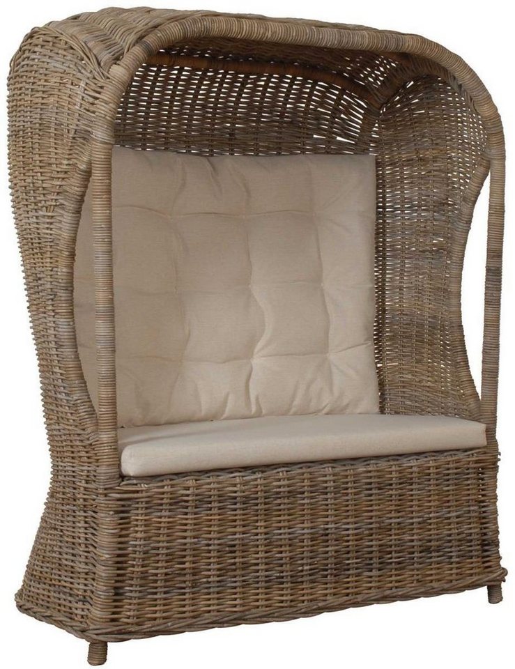 Krines Home Loungesessel Rattansessel "Beach" Strandkorb Optik Rattan Flecht-Sessel mit Dach von Krines Home