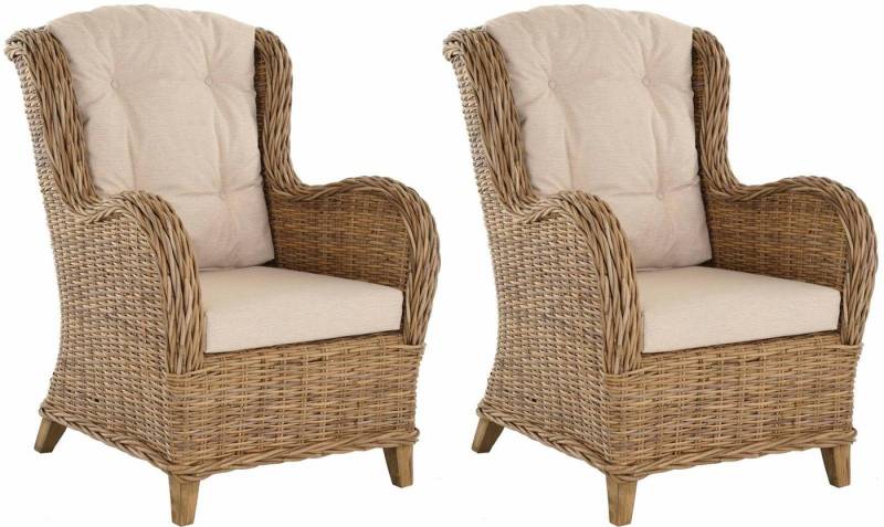 Krines Home Loungesessel Set/2 Lesesessel Birmingham Rattansessel Rattanmöbel Set Sessel Rattan von Krines Home