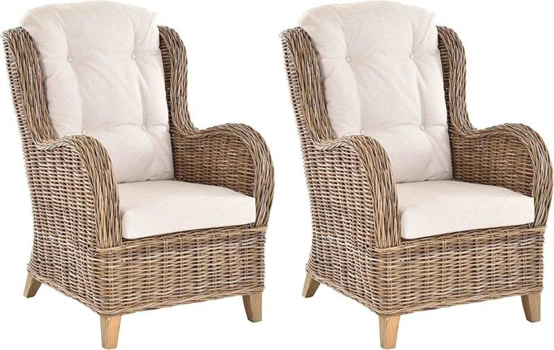 Krines Home Loungesessel Set/2 Lesesessel Birmingham Rattansessel Rattanmöbel Set Sessel Rattan von Krines Home