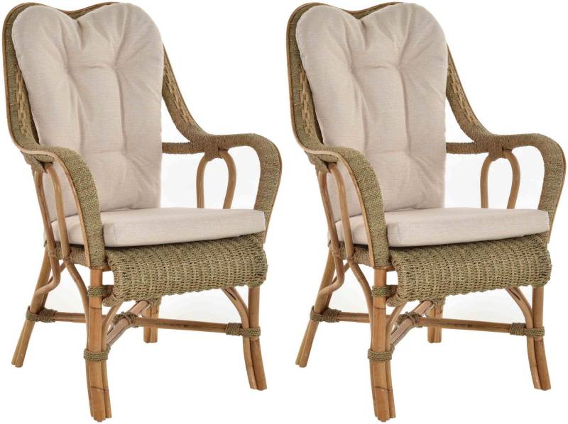Krines Home Loungesessel Set/2 Rattan Wintergartensessel Harrison Wintergarten Rattansessel (2-St., 2er-Set), hohe Rückenlehne mit Armlehne von Krines Home