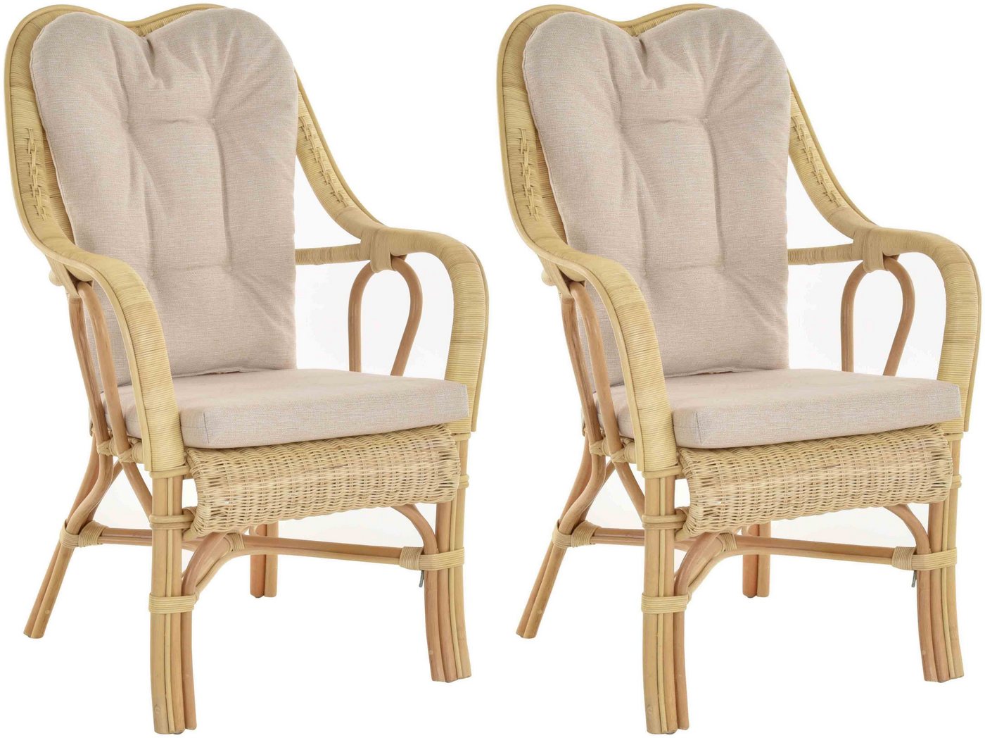 Krines Home Loungesessel Set/2 Rattan Wintergartensessel Harrison Wintergarten Rattansessel (2-St., 2er-Set), hohe Rückenlehne mit Armlehne von Krines Home