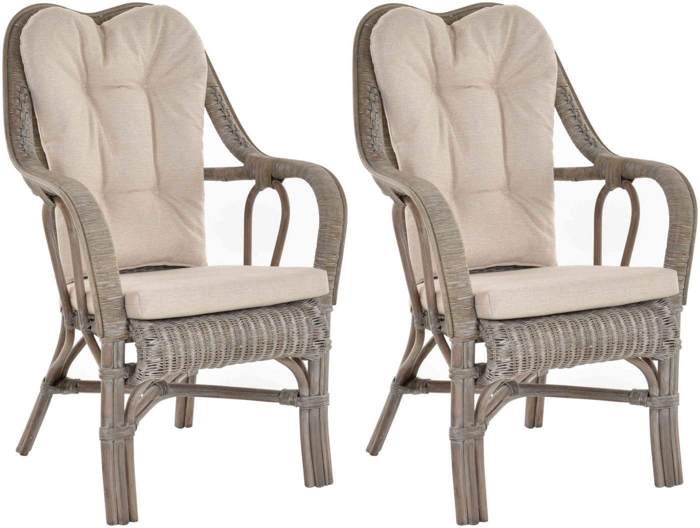 Krines Home Loungesessel Set/2 Rattan Wintergartensessel Harrison Wintergarten Rattansessel (2-St., 2er-Set), hohe Rückenlehne mit Armlehne von Krines Home