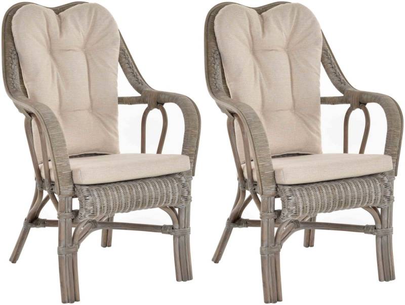 Krines Home Loungesessel Set/2 Rattan Wintergartensessel Harrison Wintergarten Rattansessel (2-St., 2er-Set), hohe Rückenlehne mit Armlehne von Krines Home