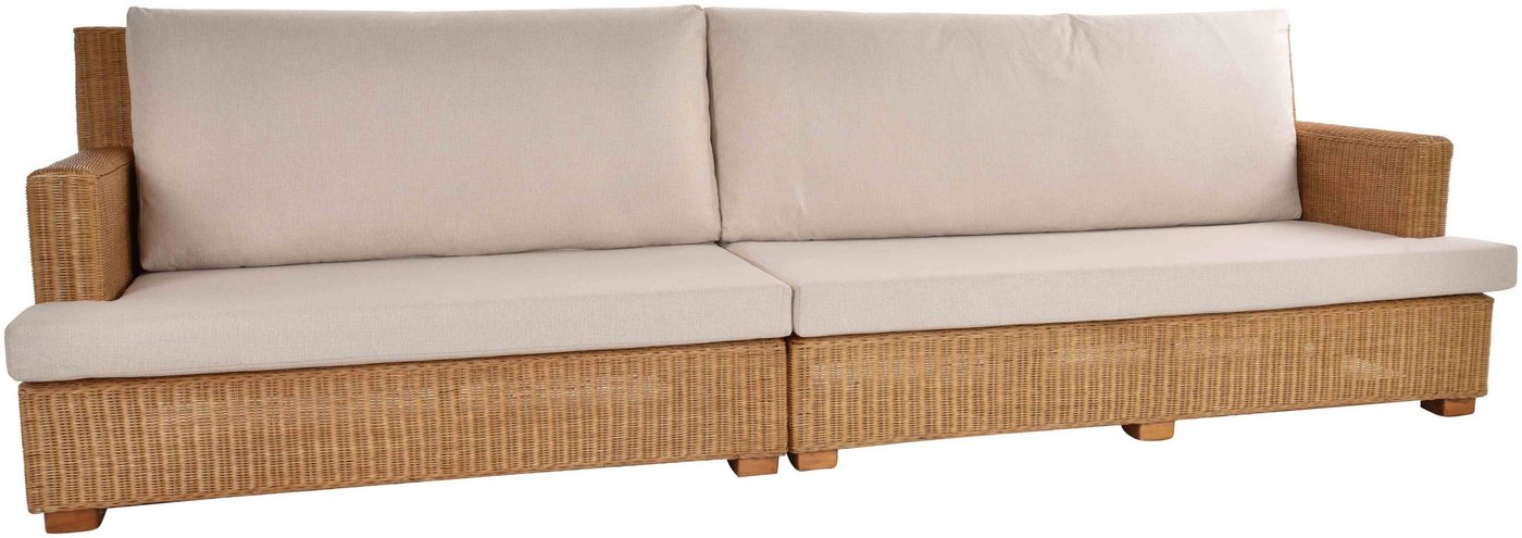 Krines Home Loungesofa Rattan Loungesofa 2-teilig Rattansofa gerade Lounge Wohnzimmersofa, Rattancouch von Krines Home