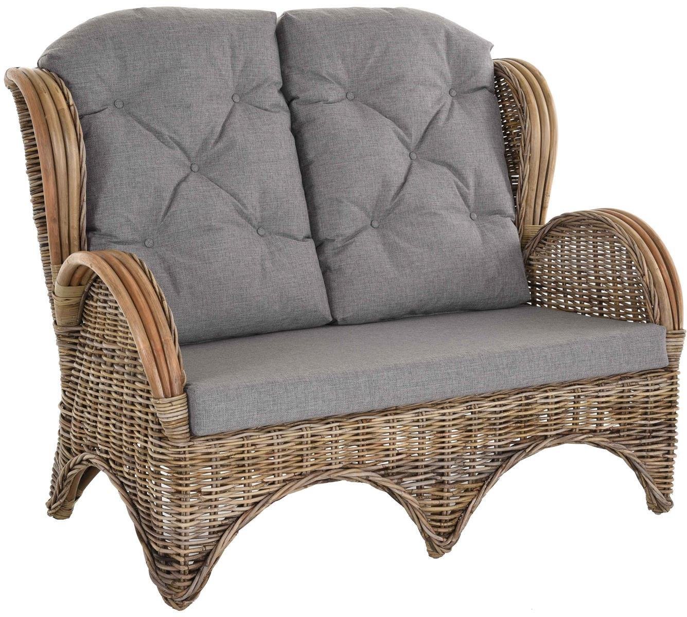 Krines Home Loungesofa Rattan-Sofa 2-Sitzer Korbsofa Sofa Hochlehn-Sofa Wintergarten Couch von Krines Home