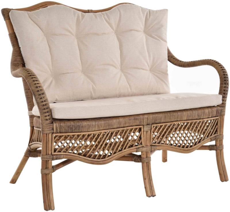 Krines Home Loungesofa Rattan Zweisitzer Bank Orleans Küchenbank Wintergarten Sofa Bank, Wintergartenbank von Krines Home