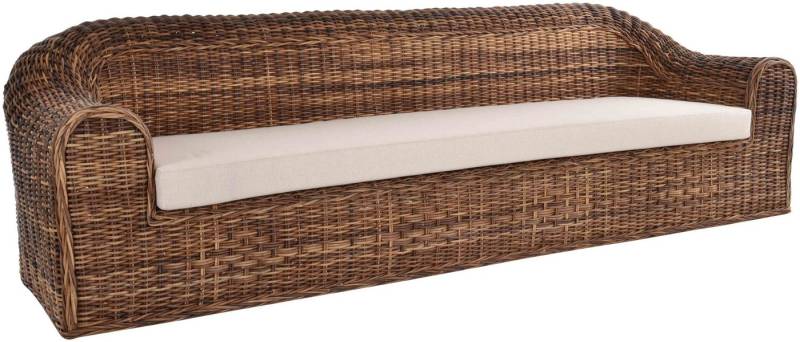 Krines Home Loungesofa Rattansofa Wohnzimmer Couch aus echtem Rattan Lounge Sofa 4-Sitzer, Stabiler Holzrahmen von Krines Home