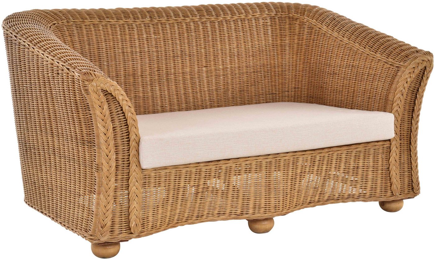 Krines Home Loungesofa Wohnzimmer Rattansofa Vita Lounge Sofa Wohnzimmer Natur Rattan Couch, Rattanmöbel, 2-Sitzer-Sofa von Krines Home