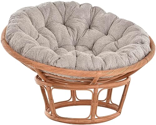 Krines Home Papasansessel XXL mit Kissen Relax Papasan Chair Natur Rattan Liegesessel (Ø120cm, Terracotta) von Krines Home