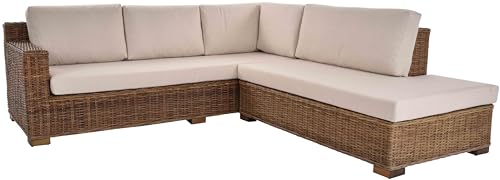 Krines Home Rattan Ecksofa Wohnzimmer Couch L Form Rattan Ecklounge Eckgarnitur Wohnlandschaft Ecke (Grau Natur, 240 x 240) von Krines Home