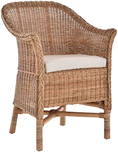 Krines Home Rattansessel Bryan Esszimmersessel echtes Rattan Rattanstuhl mit Armlehnen (Natur) von Krines Home