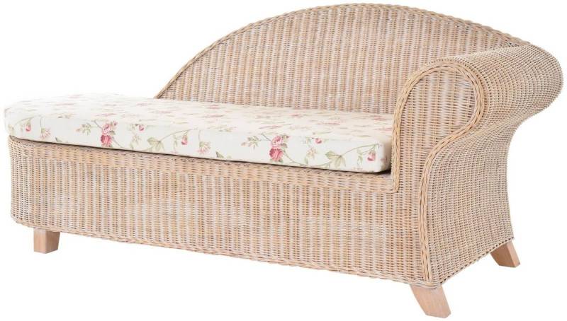 Krines Home Recamiere Rattan Recamiere Elegance Rattanliege Chaiselongue Rechts mit Polster von Krines Home