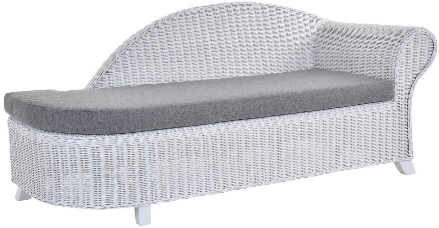 Krines Home Recamiere Rattan Recamiere Elegance Rattanliege Chaiselongue Rechts mit Polster von Krines Home