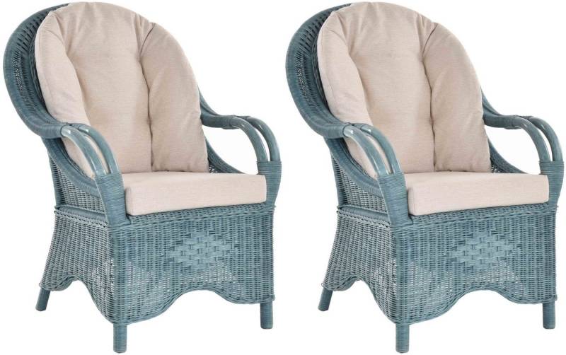 Krines Home Relaxsessel 2er Set Breiter Wintergarten Rattansessel Natur Rattan Armlehnsessel (2-St., 2 Stück), Wohnzimmer Sessel Rattanmöbel hohe Rückenlehne von Krines Home