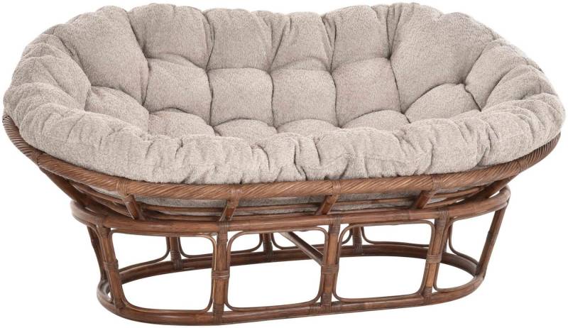 Krines Home Relaxsessel Papasansessel XXL mit Kissen Relax Papasan Natur Rattan Liegesessel (2-St., Untergestell und Sitzschale), Chair Zweisitzer von Krines Home