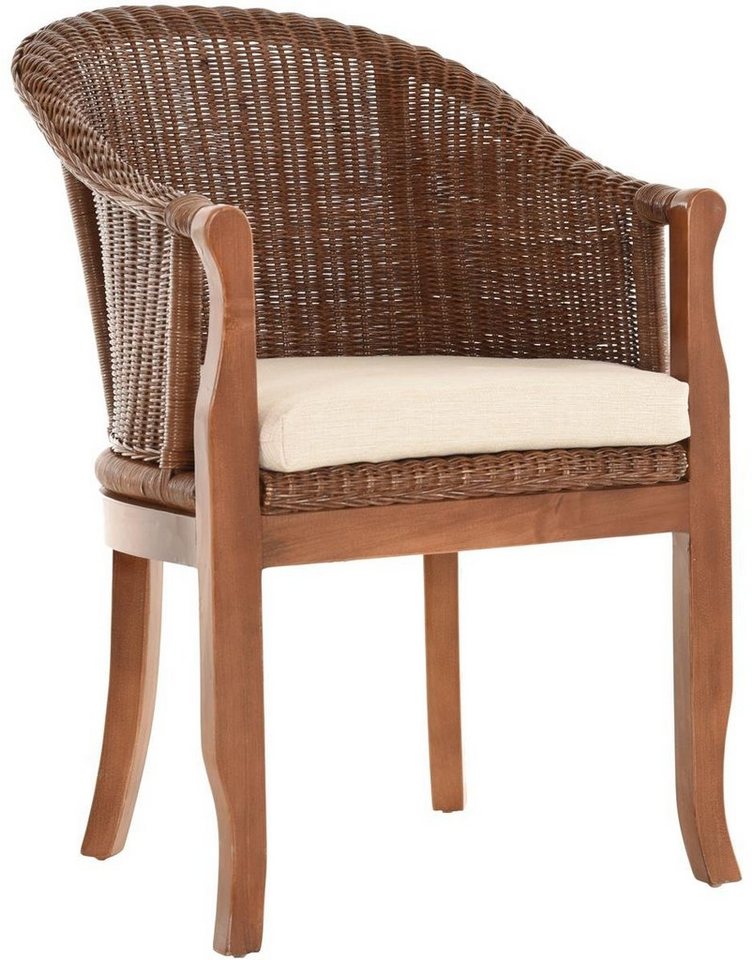 Krines Home Relaxsessel Rattan-Sessel mit Holzbeinen, Sessel aus echtem Rattan- mit Polster, Rattanstuhl Krines Home Relaxsessel Rattan-Sessel mit Holzbeinen, Sessel aus echtem Rattan- mit Polster, Rattanstuhl von Krines Home
