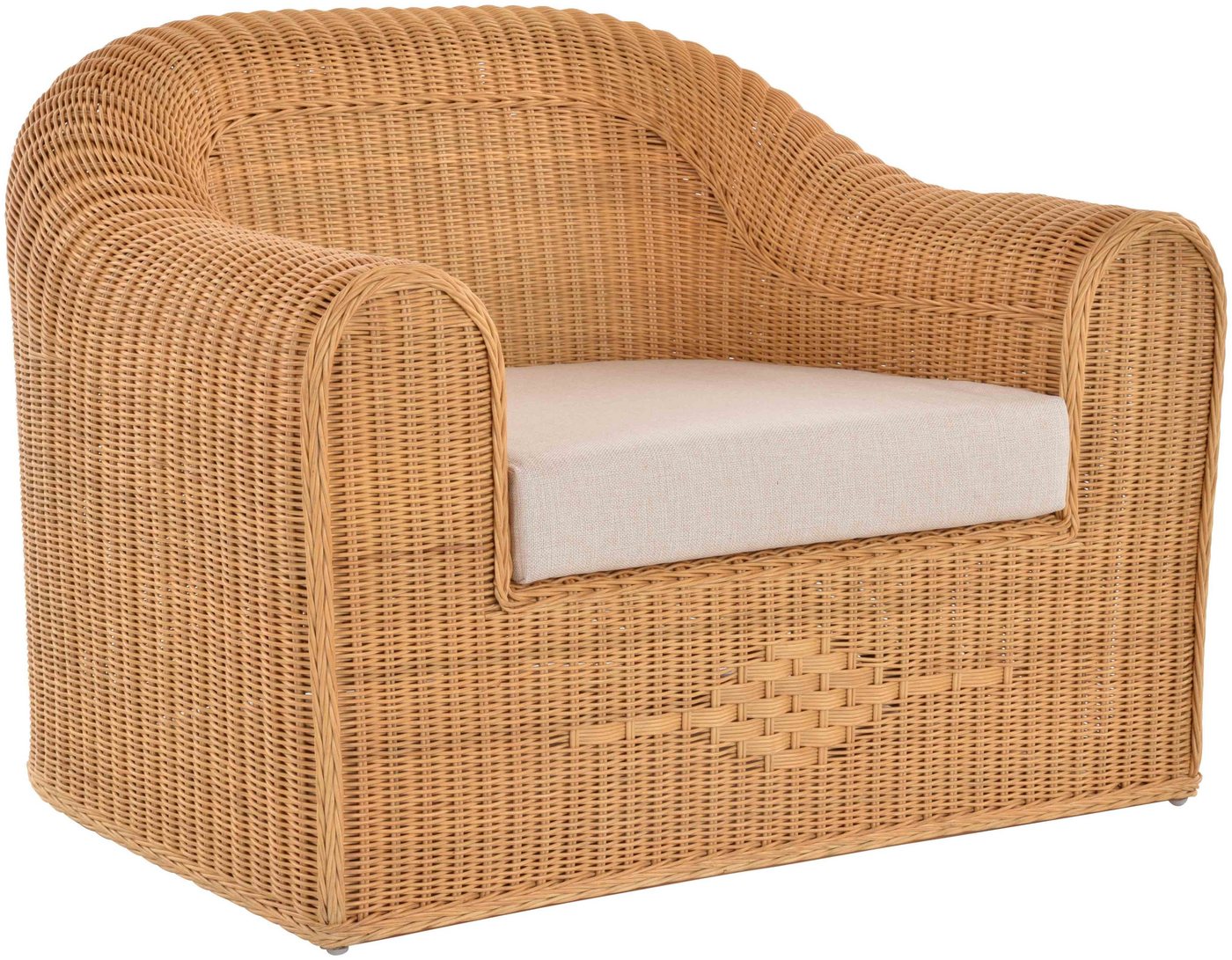 Krines Home Relaxsessel Rattansessel Breiter Wohnzimmer Sessel aus echtem Rattan Thronsessel, Bequem von Krines Home