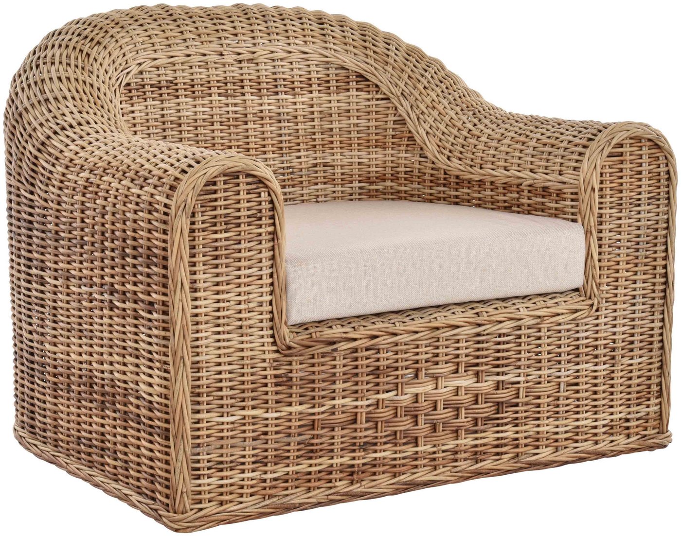 Krines Home Relaxsessel Rattansessel Breiter Wohnzimmer Sessel aus echtem Rattan Thronsessel, Bequem von Krines Home